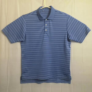 Adidas Golf Polo Shirt Men's Medium M Blue / White Striped